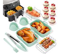 HAUSVIVO set de 14 accesorios para freidora de aire - moldes de silicona, rejilla, moldes para muffins - compatibles con Ninja Dual Zone AF400EU/AF400EUCP - sin BPA