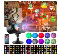 HAUTA Proyector Láser Navidad Halloween 3 en 1, Efectos de Olas y Océano con 10 Diapositivas/80 Patrones HD para Decoración de Navidad, Halloween, Cumpleaños, Año Nuevo y Acción de Gracias