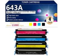 Haute Capacité 643A Cartouche de Toner Compatible para HP Color LaserJet4700 4700n 4700dn 4700dtn Imprimantes, Transparente et Durable, Avec Puce,BCMY-1 Pack