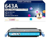 Haute Capacité 643A Cartouche de Toner Compatible para HP Color LaserJet4700 4700n 4700dn 4700dtn Imprimantes, Transparente et Durable, Avec Puce,Cyan-1 Pack