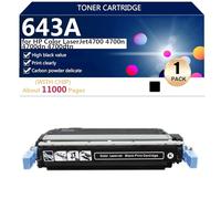 Haute Capacité 643A Cartouche de Toner Compatible para HP Color LaserJet4700 4700n 4700dn 4700dtn Imprimantes, Transparente et Durable, Avec Puce,Black-1 Pack