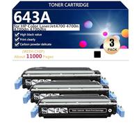 Haute Capacité 643A Cartouche de Toner Compatible para HP Color LaserJet4700 4700n 4700dn 4700dtn Imprimantes, Transparente et Durable, Avec Puce,Black-3 Pack
