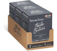 HAUTE COUTURE - Tinte para Ropa y Textil Gris - 3 x 350g - Gris Carbon - Tinte Textil Todo en uno - Listo Para Teñir Ropa y Tejidos
