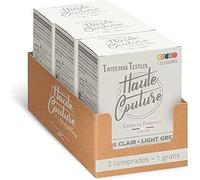 Haute Couture - Tinte para Ropa y Textil Gris - Gris Claro - 3x350g - Tinte Textil Todo en uno - Listo Para Teñir Ropa y Tejidos