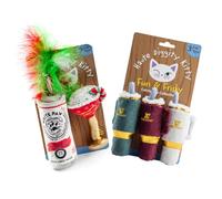 Haute Diggity Kitty Juego de 5 tazas para gatos con forma de pata blanca y menta de huerta y de Navidad y gato, juguetes de peluche para gatos rellenos de hierba gatera con sonido interactivo