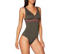 Haute pression A8001, Maillot de bain une pièce Multicolore Femme, Vert (Kaki/Corail), 42 (Taille fabricant: 40)