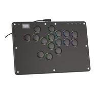 Haute42 - Controlador sin palanca para juegos de arcade: T16 Crystal Series - Plantilla de arte sándwich de acrílico - Interruptores de perfil bajo de cristal - RGB personalizado - Controlador de