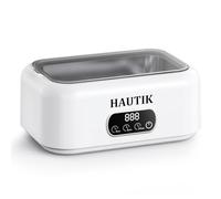 HAUTIK Limpiador Ultrasonidos 49000Hz, 700ml Limpiador Ultrasónico con 3 Modos de Tiempo y Pantalla Digital, Maquina Ultrasonidos Limpieza para Gafas, Joyas, Relojes Blanco