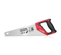 HAUTMEC HT0024 - Sierra de mano universal, 350 mm, 11 TPI, sierra de mano de corte fino para madera, laminado y plástico, sierra de madera compacta con dientes de triple tierra y mango ergonómico