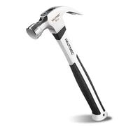 HAUTMEC HTMAM25003-UK - Martillo de garra forjado con soporte magnético para clavos y mango de fibra de vidrio, mandíbula curvada de extractor de uñas, cara lisa, HTMAM25003-UK
