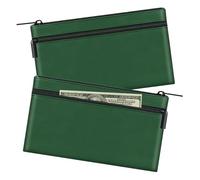 HAUTOCO Bolsas de dinero con cremallera de 280 mm x 155 mm, bolsas de dinero en efectivo para banca, piel sintética, doble bolsillo, cartera para dinero en efectivo, monedas de recibo, cosméticos