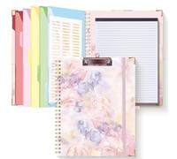 HAUTOCO Carpeta portapapeles con bloc de notas forrado reemplazable, portapapeles en espiral A4 con 5 separadores de carpetas, bolsillos de almacenamiento de documentos, organizador de padfolio,