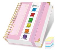 HAUTOCO Cuaderno en espiral, cuaderno B5 de tapa dura rosa, cuaderno rayado universitario con 320 páginas, papel de 100 g/m², cuadernos rayados de 7 x 9.7 pulgadas para niñas y mujeres, trabajo,