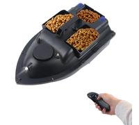 HauTour Barco cebador de 500m/1640ft con control remoto, barco cebador de gran capacidad de 2kg con embudo de carga, luz nocturna LED, posicionamiento de antenas y hélices, batería de 5200mAh