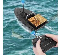 HauTour Barco de alimentación 500 m/1640 ft mando a distancia barco cebo con gran capacidad 2 kg embudo de carga LED luz nocturna posicionamiento barco, antenas y hélices, batería de 5200 mAh