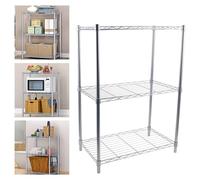 HauTour Mesa de cocina de acero inoxidable, 56 x 35 x 80 cm, mesa de cocina, mesa de acero inoxidable, estantería para cargas pesadas, 3 estantes, estante, 50 kg, para despensas, restaurantes,