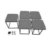 HauTour Sofá 5 en 1, taburete apilable multifuncional, taburete de combinación apilable, reposapiés con cuatro ruedas universales, con cojín extraíble (gris)