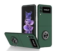 Hauw Funda para Galaxy Z Flip 3 5G,Estuche Rígido Ultradelgado para PC a Prueba de Golpes con Hebilla de Anillo Compatible con Samsung Galaxy Z Flip 3 5G,Verde
