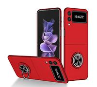 Hauw Funda para Galaxy Z Flip 3 5G,Estuche Rígido Ultradelgado para PC a Prueba de Golpes con Hebilla de Anillo Compatible con Samsung Galaxy Z Flip 3 5G,Rojo