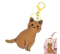 Hauwthg Bonito llavero de gato | Colgante de piel sintética hecho a mano, bonito dije de bolso de gato | para hombres, mujeres, madre, amiga, adolescente, de mano, mochila, cartera, marrón