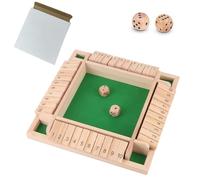 HAUZMLL Shut The Box Juego emocionante juego de dados para 2-4 jugadores, juego de dados clásico, juego de viaje, juego de matemáticas de madera, juego de mesa tradicional de pub, juego de mesa