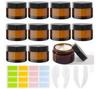 HavaCue 10 Piezas Tarro Ámbar de Vidrio Cosmético,Tarros de Cristal de Ámbar,Frascos de Crema,Recipientes de Vidrio Marrón,Tarros de Crema Para Lociones Cosméticas,Cremas,Velas (30ML)