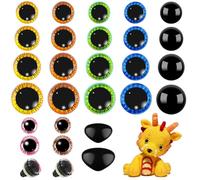 HavaCue 102 Pezzi 10-19mm Ojos de Seguridad Para Amigurumi, Multicolore Ojos Amigurumi con Naso di Sicurezza, Ojos Para Amigurumis con Junta y Nariz, Manualidades Ojos Para Muñecas de Peluche de Punto