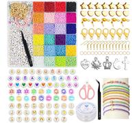 HavaCue 11365 Piezas Abalorios para Hacer Pulseras, 3mm 24 Colores Cuentas para Pulseras con Letras Números, Kit para Hacer Pulsera para Niños Adultos, para DIY Collares Bijuteria Manualidad Regalo