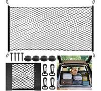 HavaCue 2 Pcs Red Maletero de Coche,110x60cm se Extiende hasta 140x100cm | Red Elástica Maletero Kit y 30x25cm Red de Almacenamiento, Organizador Tronco de Coche con 4 Hebillas + 4 Ganchos ABS