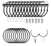 HavaCue 20 Piezas 50 mm Anillos de Cortina para Abrir y Pinzas Cortinas y Gancho de Plástico Metal Argollas para Cortinas Acero Inoxidable Ganchos Cortina para Cortinas,Cortinas de Baño