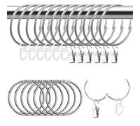 HavaCue 20 Piezas 50 mm Anillos de Cortina para Abrir y Pinzas Cortinas y Gancho de Plástico Metal Argollas para Cortinas Acero Inoxidable Ganchos Cortina para Cortinas,Cortinas de Baño