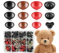 HavaCue 200 Piezas para Ganchillo Narices de Seguridad Tricolor para Animales Narices de Muñecas Plástico Nariz de Seguridad con Arandelas de 5 Tamaños para Títeres deformados Artesanías de Bricolaje