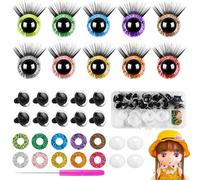 HavaCue 30 Piezas Ojos de Seguridad para Amigurumi Color Ojos Manualidades con Pestañas 16mm Ojos Amigurumi Plásticos Ojos de Seguridad Arandelas de Cinturón de Plástico para Enganchar Muñecas