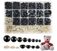 HavaCue 640 Piezas Ojos de Seguridad para Amigurumi Schwartz Ojos Manualidades Eyes 6-20mm Plásticos Eyes de Seguridad Arandelas de Cinturón de Plástico para Enganchar Muñecas