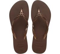 Havaianas - Flash Sweet, Chanclas Cómodas, Duraderas y Elegantes, Tiras Cruzadas y Esculpidas, Suela Slim Antideslizante, Mujer, Dark Brown, 33/34 EU