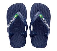 Havaianas Baby Brasil Logo II, Sandalias Unisex Bebé, Navy Blue/Citrus Yellow, 17/18