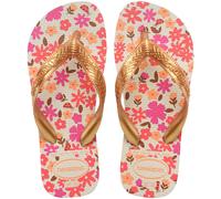 HAVAIANAS Chanclas HAV KIDS FLORES. Color Beige/Dorado