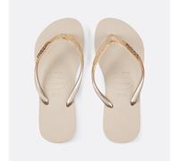 HAVAIANAS Chanclas Slim Glitter II. Color beige metalizado