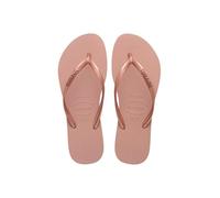 Havaianas HAV.Slim Logo - Sandalias planas metálicas para mujer, color rosa azafrán/rubor dorado, Estilo de marco 1, 39/40 EU