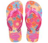 Havaianas - Kids Flores, Chanclas, Cómodas, Duraderas y Divertidas, Suela con Estampado Floral, Tiras Metalizadas y Suela Antideslizante, Niñas, Peach, 33/34 EU
