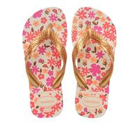 HAVAIANAS Chanclas HAV KIDS FLORES. Color Beige/Dorado
