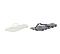 Havaianas Slim, Chanclas Mujer, Blanco, 37/38 EU Brasil Logo, Chanclas Unisex Adulto, Navy Blue, 37/38 EU