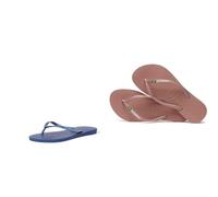 Havaianas Slim, Chanclas Mujer, Blue Marine, 37/38 EU Slim Brasil Logo, Chanclas Mujer, Color: Crocus Rose, Talla: 37/38 EU