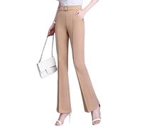 Havalix Women's Pants, Drape High-Rise Ultra Soft Pull-On Pants Wide Straight Leg Trousers with Elastic Waist (Khaki,M)