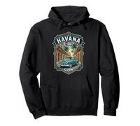 Havana Cuba Vintage Classic Car and Palmera Insignia de Viaje Sudadera con Capucha