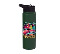 Havana Miami Spanish Cuban Flag Habana Vieja Retro Cuba Stainless Steel Insulated Water Bottle