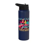 Havana Miami Spanish Cuban Flag Habana Vieja Retro Cuba Stainless Steel Insulated Water Bottle