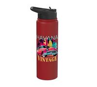 Havana Miami Spanish Cuban Flag Habana Vieja Retro Cuba Stainless Steel Insulated Water Bottle