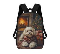 Havanese Dog in Christmas Sweater by Fireplace Mochilas Infantiles Impresas En 3D, Mochilas De Moda Informales, Mochilas De Viaje Bonitas, Mochilas Informales Para Exteriores Para Niños Y Niñas 17inch