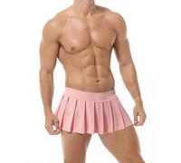 HAVBX Minifalda plisada sexy para hombre, disfraz de mariquita, disfraz de colegiala para juegos de rol, Rosa, talla única